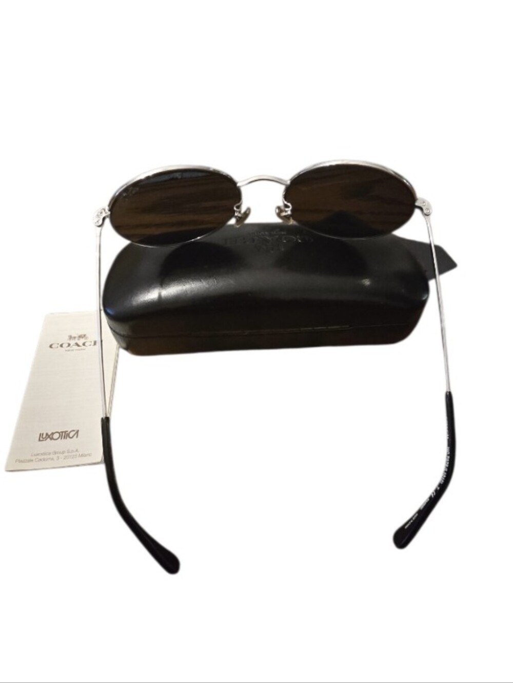 Coach Unisex Mirrored Round Sunglasses, Cleaning Cloth, Case, And Booklet In EUC - Picture 4 of 9